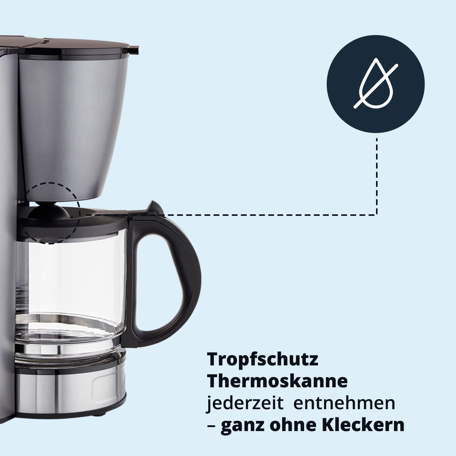 KHG Kaffeeautomat KA-124 (GE) aus Metall in grau, Kapazität für 12 Tassen, mit Glaskanne 1,5 Liter, Warmhalteplatte, Abschaltautomatik, Wasserstandsanzeige, Tropfstopp