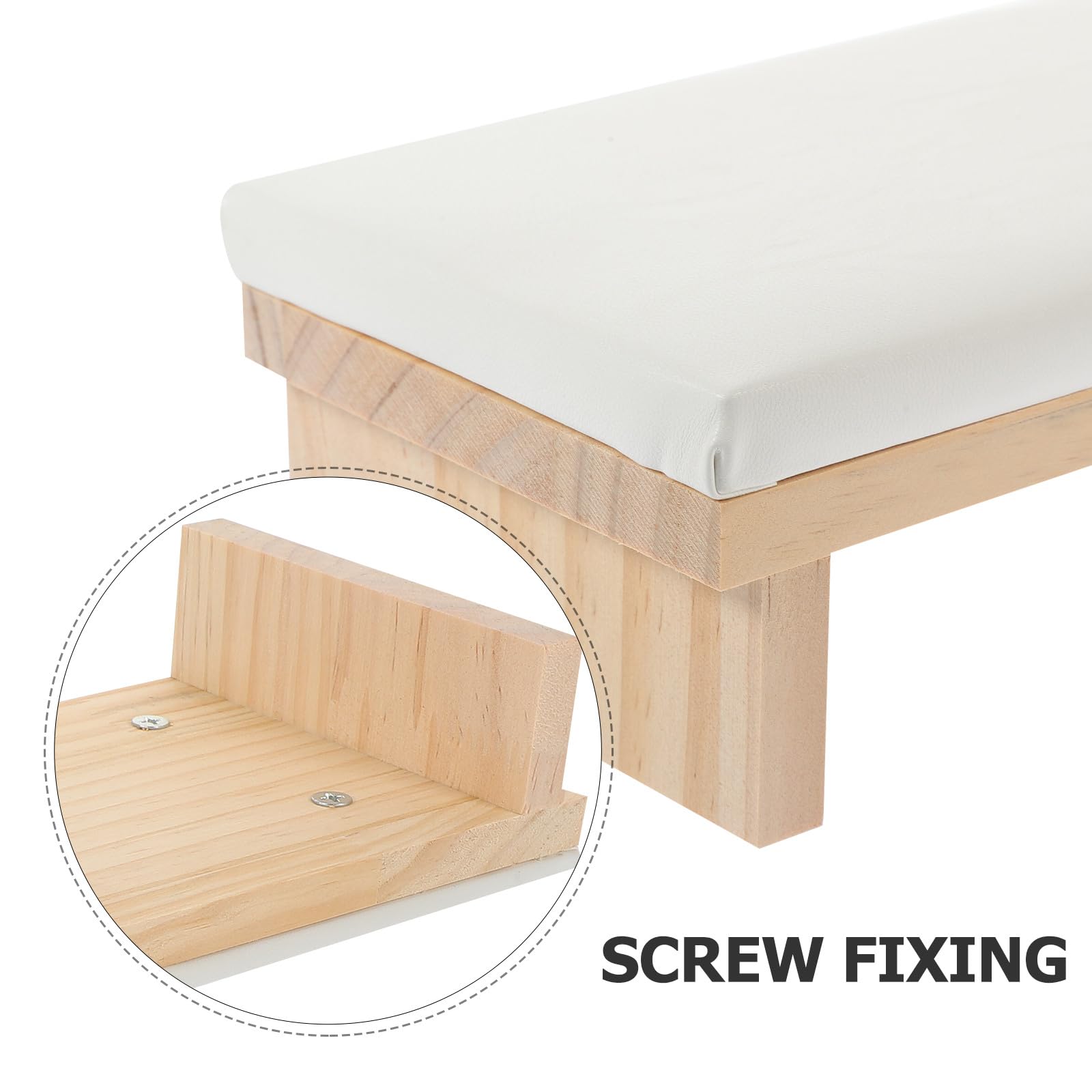 Ipetboom Cuscino Liscio Bianca in Pelle per e Manicure Legno Poggiamani Supporto Stabile per Nail Art, per Uso Domestico e Saloni di Bellezza
