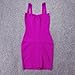 HLBandage Women's Spaghetti Strap Solid Mini Rayon Bandage Dress (XS, Fuchsia)