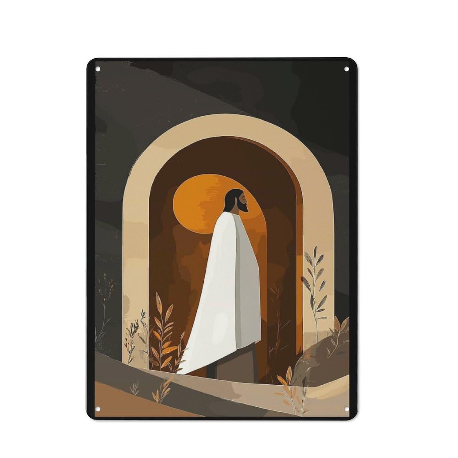 Metal Sign 40x30cm with Jesus Christ in Archway for Home Bar Wall, Vintage Decor, Wall Decoration for Home Bars And Entertaining Spaces
