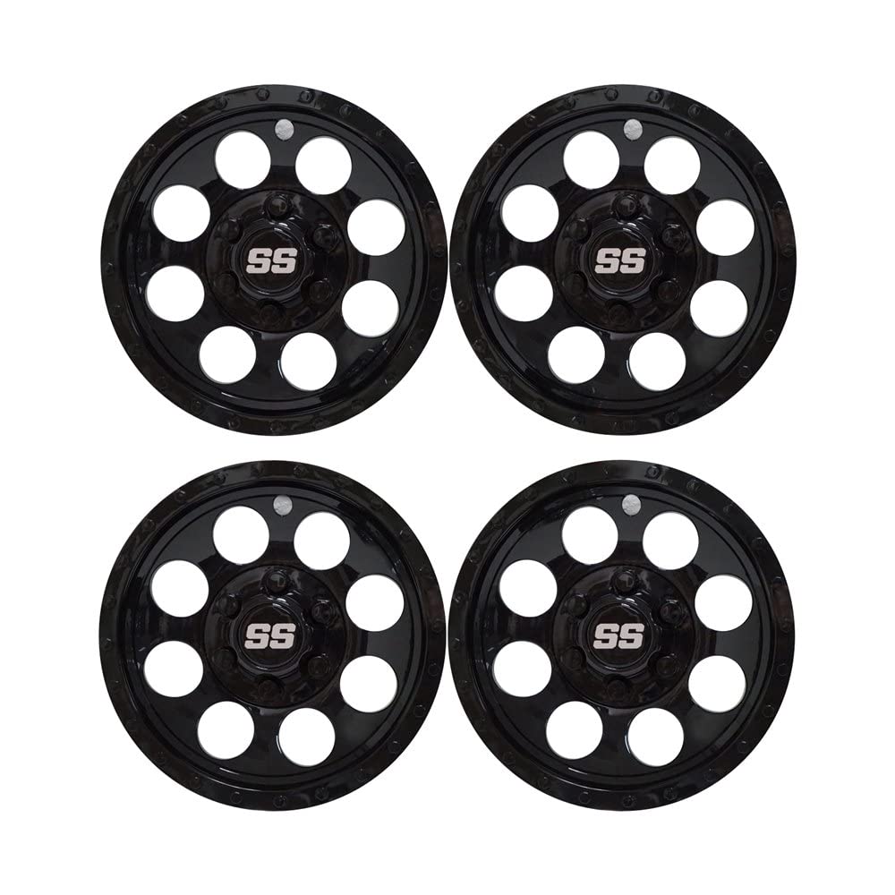 10" 'SS' Glossy Black Wheel Caps