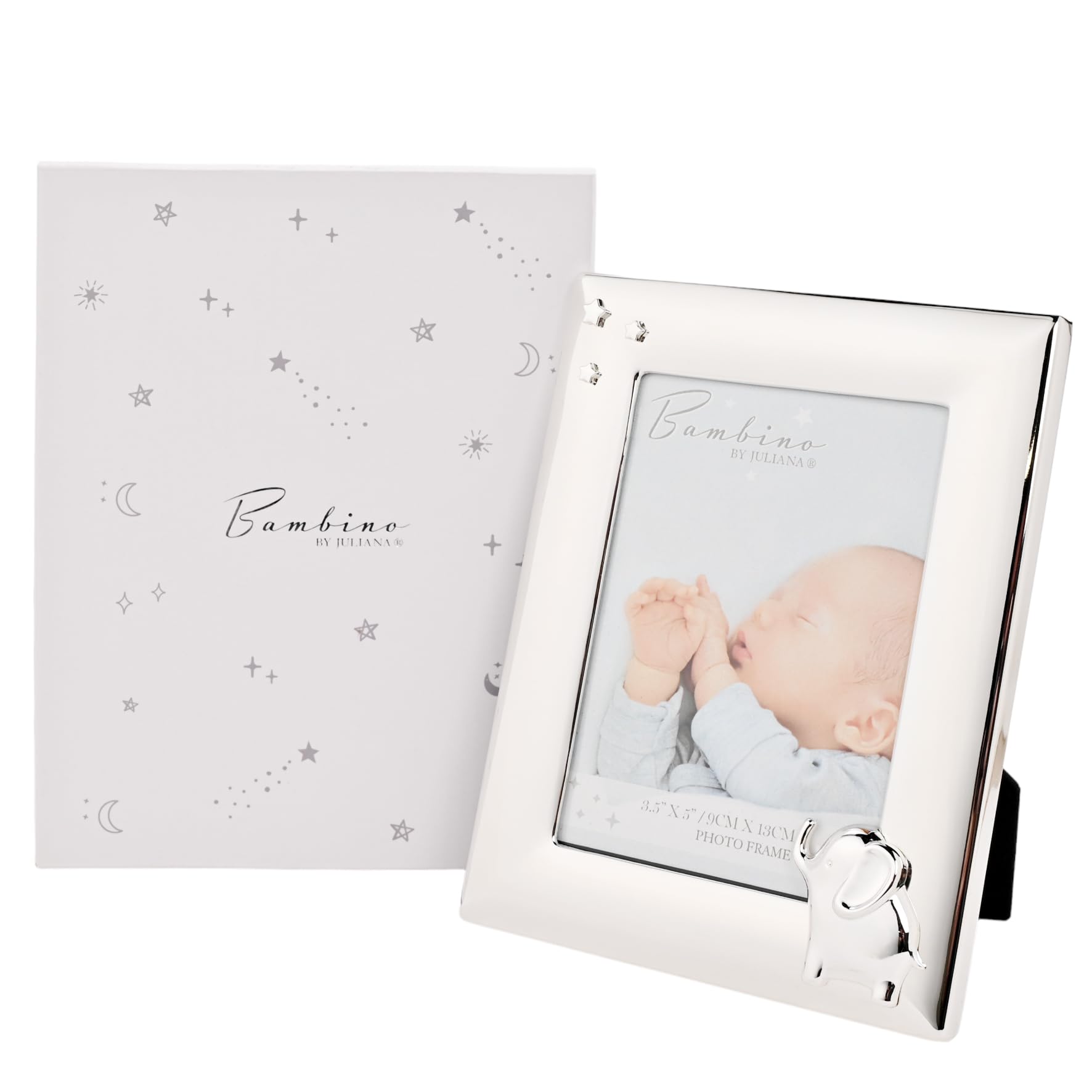 Bambino by Juliana Silver Plated Rectangular Horizontal Photo Frame 6" x 4" | Gift and Display Picture Frame Celebrating New Born Babies, Christening & Baby Shower