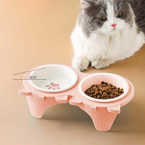 Miniatura 2 de Cuencos de comida para gatos Cuencos de alimentación Tazón de cerámica extraíble Dispensador de alimentos Suministros para mascotas Alimentador