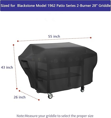 Miniatura 2 de Cubierta para parrilla Blackstone modelo 1962 de 2 quemadores de 28 pulgadas, cubierta de parrilla resistente al agua