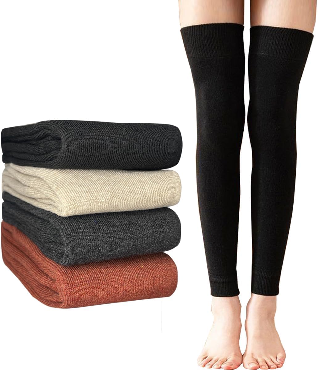 TERRIFI 4 Pairs Women's Winter Leg Warmers, Thigh High & Knee High Stockings, Over the Knee Long Warmers, Fashionable & Comfortable