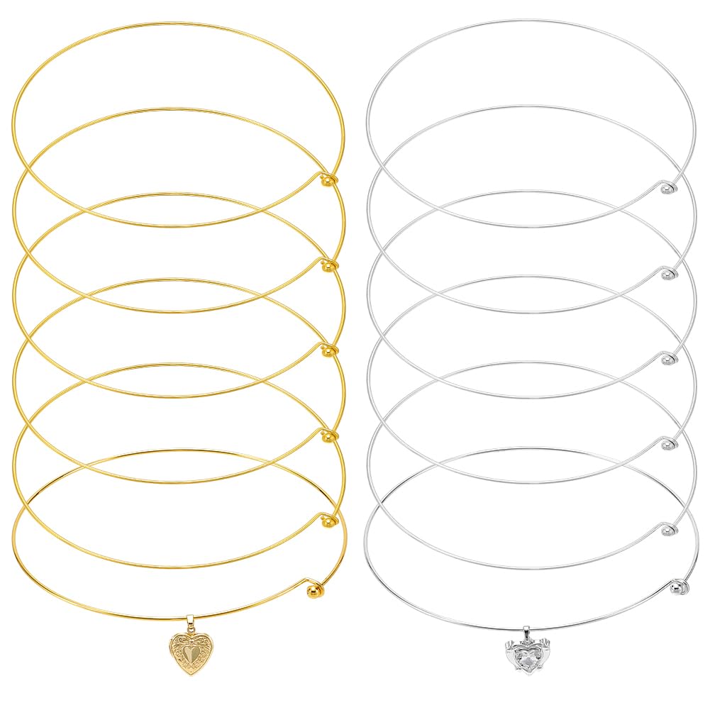 UNICRAFTALE 12 pezzi in 2 colori, 14,5 cm, filo per donna, collana girocollo in platino, collana aperta in metallo, semplice choker, per la creazione di gioielli fai da te