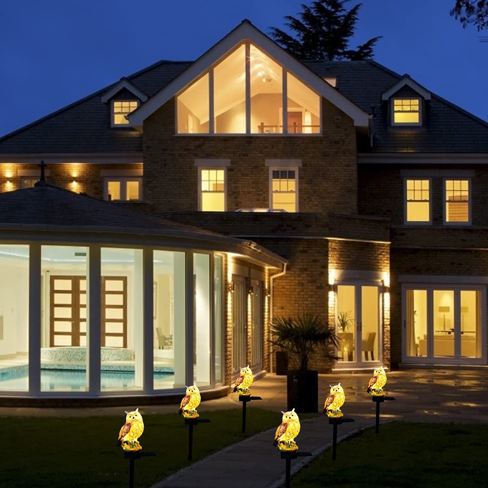 Luci solari a LED, impermeabili, da giardino, con paletto, con gufo di simulazione, paesaggio, per esterni, cortile, cortile, giardino, giardino, prato