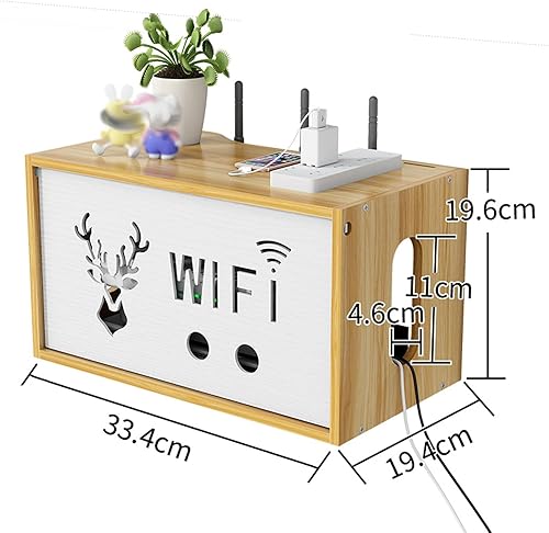 Miniatura 3 de Floating Wall Shelf for WiFi Router, WiFi Storage Cabinet, Router Shelf, Comes with 100 Pack Black Cable Ties 150mm, Desk Organizer Household Power