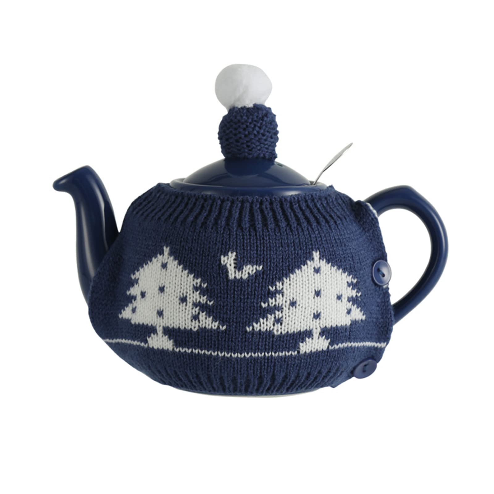 Cute Acrylic Knitting Tea Cozy for London Pottery 2 Cups size,Gift (Blue-Tree)
