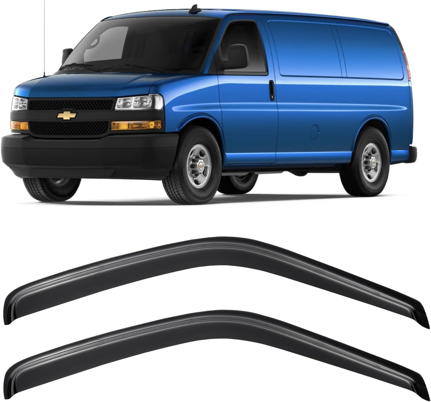 Window Visors Rain Guards for 1996-2025 Chevy Express Van, Window Vent Wind Shade Deflectors for 96-25 GMC Savana 1996-2025 express van/gmc savana