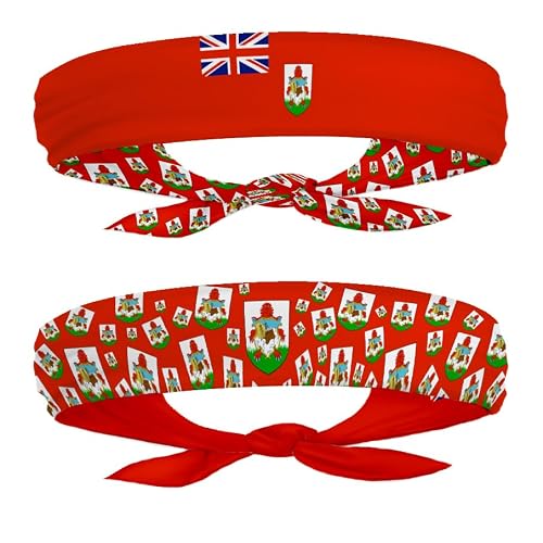 EVERYTHING CROPOVER Bermuda Flag Headband for Carnival, Fitness | Mens Womens Double-sided Tieback Bandana Sweatband Thigh Leg Garter | One Headband