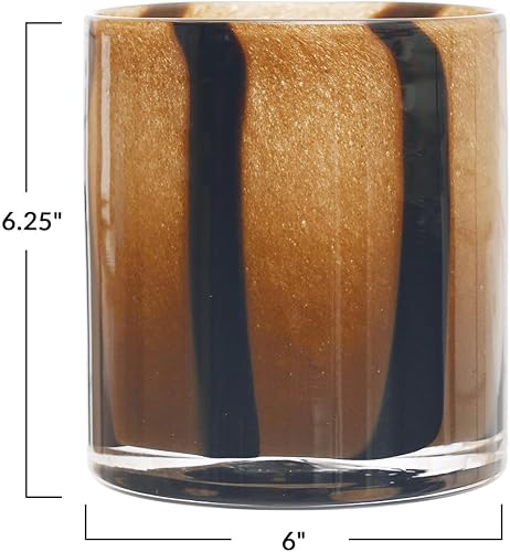 Miniatura 2 de Bloomingville Round Glass Vase with Stripes, Brown Candle Holder