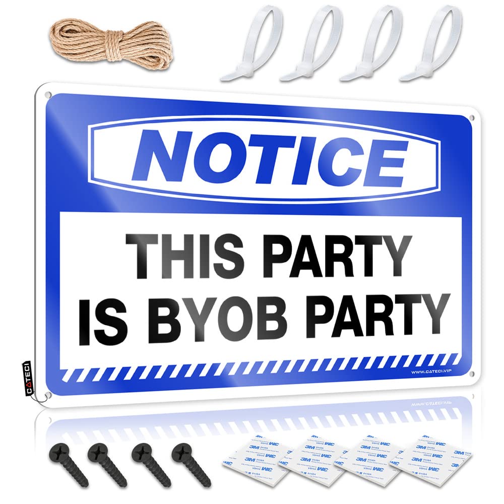 BRUNTELO Funny Signs For Office Notice This Party Is Byob Tin Sign Home Decor Men Office Tin Sign
