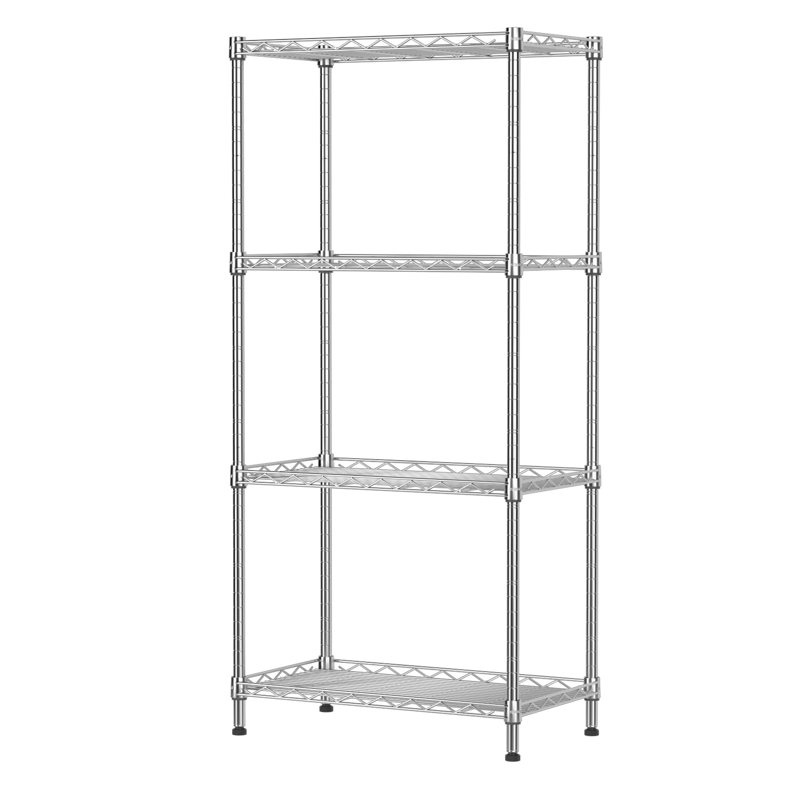 SINGAYE 4 Shelf Wire Shelving Unit Adjustable Storage Shelving Storage Rack,Standing Storage Shelf Units for Kitchen Closet Laundry Bathroom Pantry 21.26"W x 11.41"D x 43.38"H Chrome