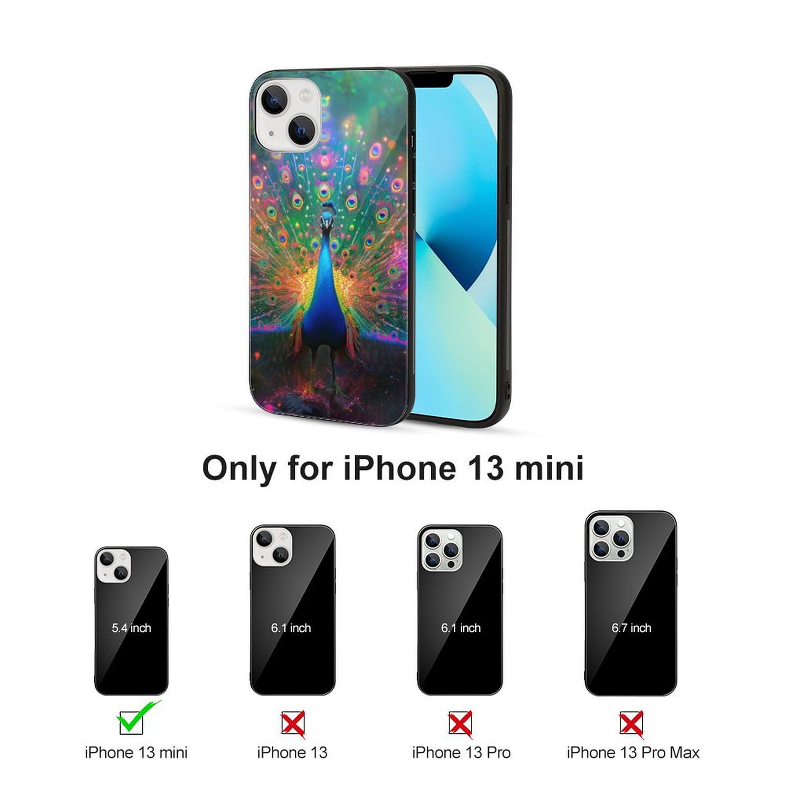 Amazon.com: CRIVOTA for iPhone 13 Mini Case - All-New Peacock