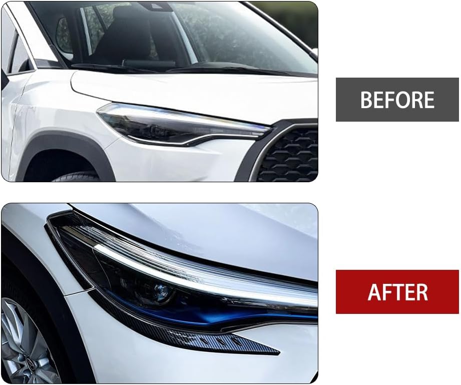 Automobile Accessories Eyebrow Trim for Headlight Fit for Toyota Corolla Cross 2024 2023 2022 (Carbon Fiber Style) ABS 4PCS
