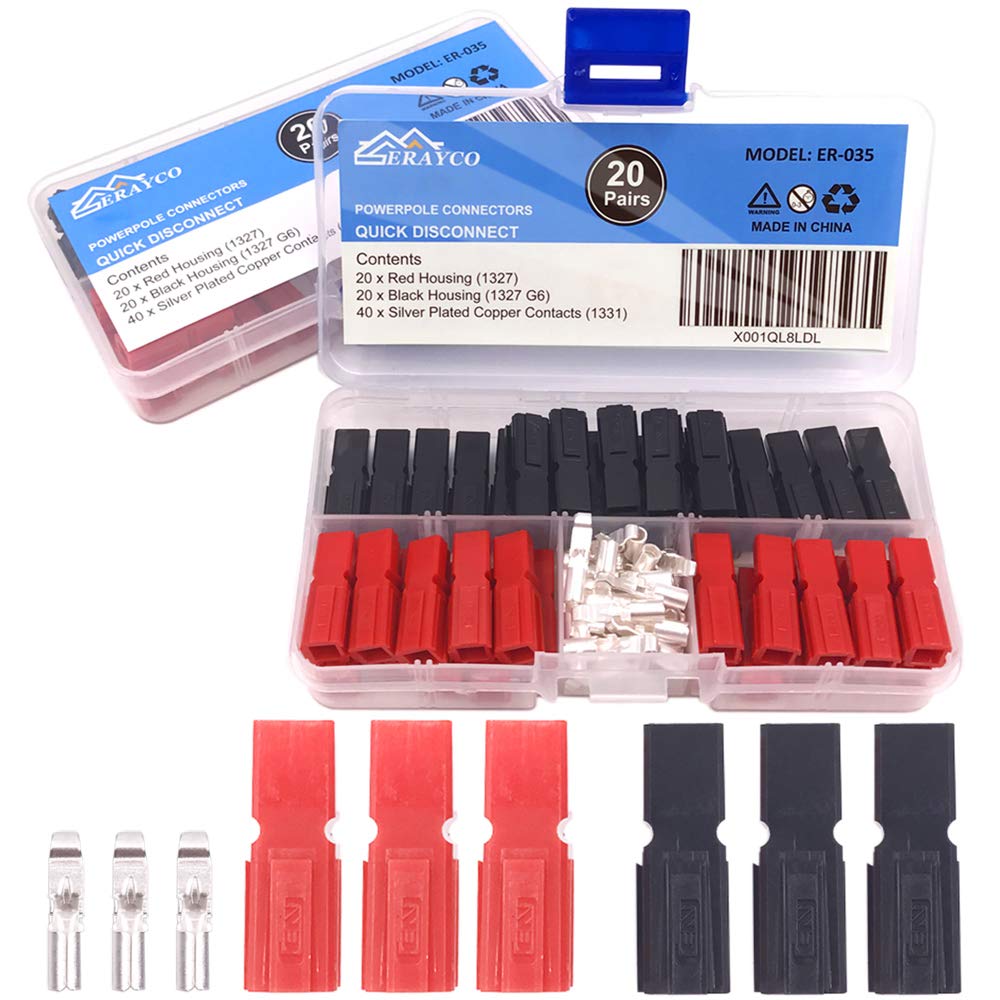 Zixtec 20 Pair 30AMP Quick Disconnect Power Terminals Connectors, Red