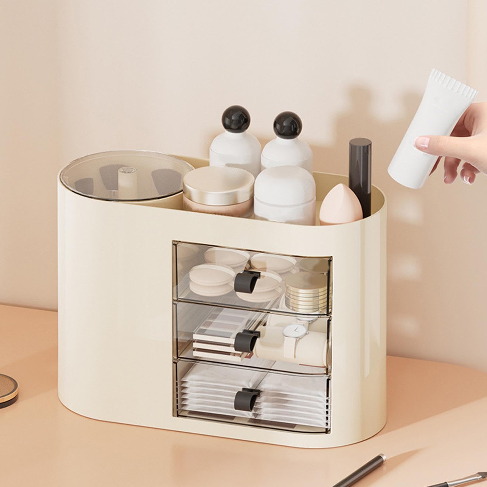 Genérico Organizador Cosmético con 3 Cajones de Gran Capacidad | Organizador De Maquillaje Para Baño Y Almacenamiento De Perfumes para Tocador Perfume Pintalabios Cuidado Facial Baño y