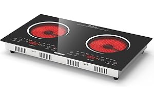 Karinear 2 Burners Electric Counter Top Stovetop 24'' Ceramic Hot Plate Plug-in...