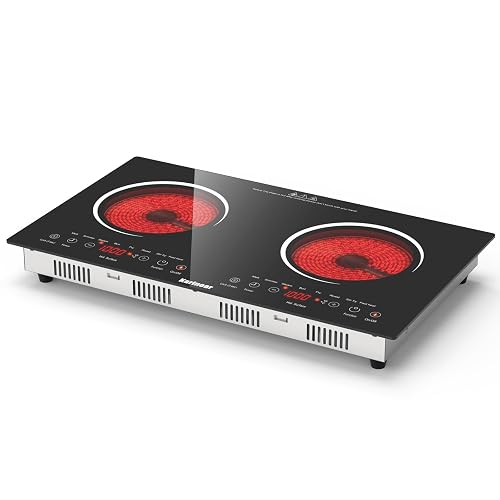 Karinear 2 Burners Electric Cooktop 110V Countertop Radiant Stove