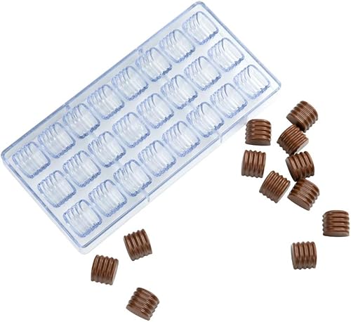 Pastry Tek - Molde para postre de 10.8 x 5.3 pulgadas, 1 molde de cilindro rígido para caramelo de chocolate, 24 cavidades, apto para congelador,