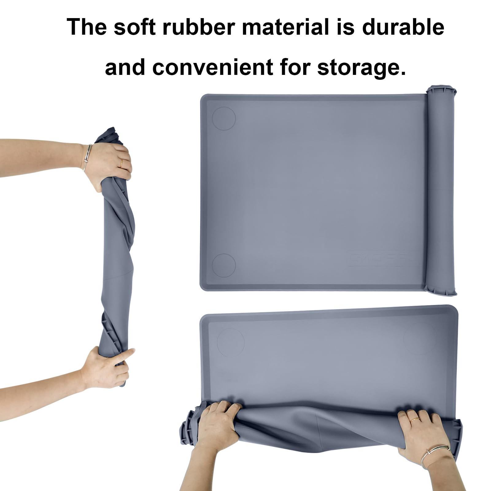 Tapis en silicone imperméable pour système de culture hydroponique d'intérieur, facile à nettoyer et antidérapant, 100 x 60 cm, gris