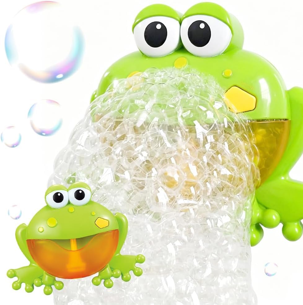 Frog Baby Bath Toys, Frog Bath Bubble Machine Automatic Musical Bubble Machine Bathtime Bathtub Toy Bubbles Maker Toys with Music Fun Shower Toy Gifts for Carnival Birthday Party
