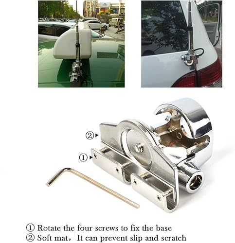 Miniatura 5 de TWAYRDIO - Clip de acero inoxidable para coche con conector SO239 a PL-259, cable coaxial RG-58 de 16.4ft, soporte de montaje para antena de coche