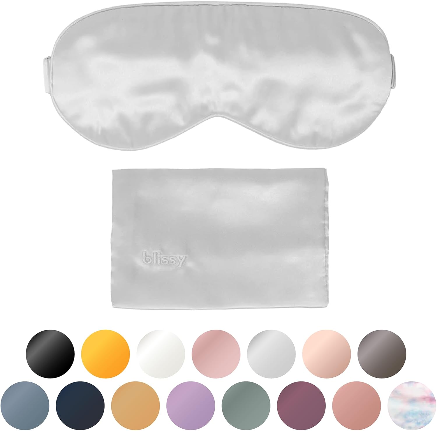 Blissy Maschera per dormire in seta per donne e uomini Oscuramento totale 100% pura seta di gelso 22 Momme 6a Fibra 6a Maschera per dormire in seta per dormire