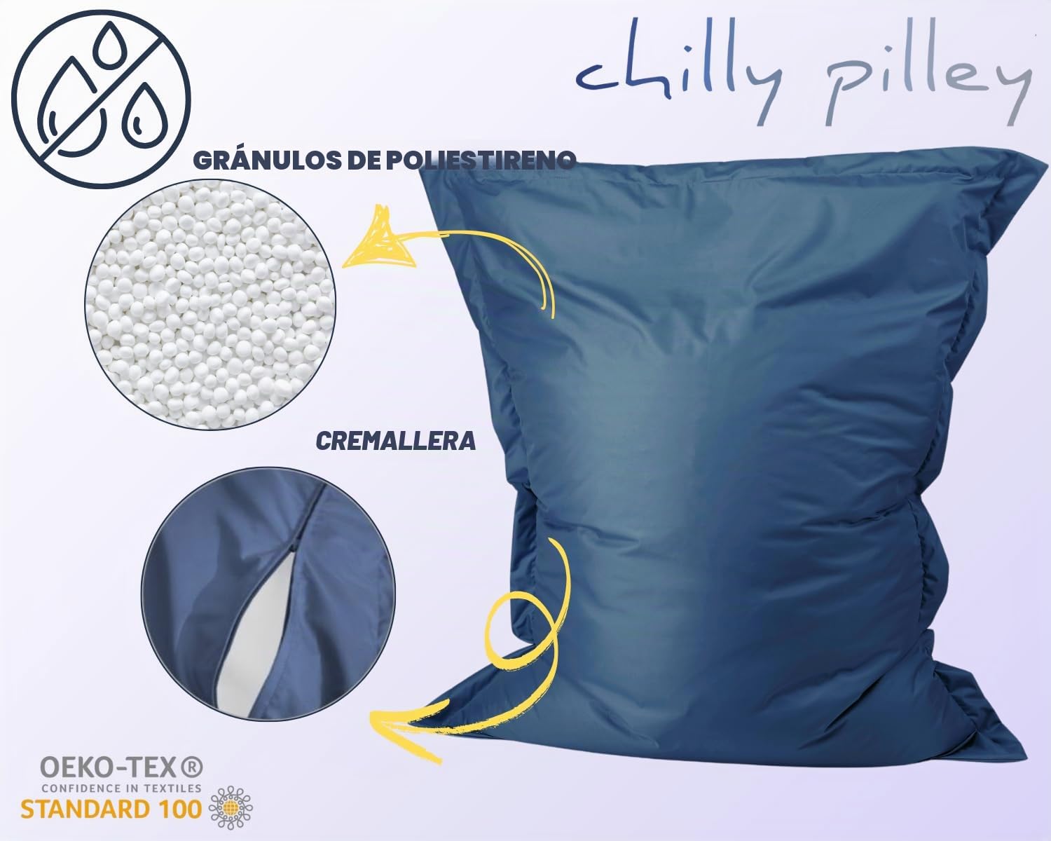 chilly pilley Beanbag L XL XXL Cojín De Suelo Beanbag Relleno De Espuma De Poliestireno Beanbag Gigante para Acostarse Y Sentarse Resistente Al Agua Repelente Al Agua (180x140, Rojo)