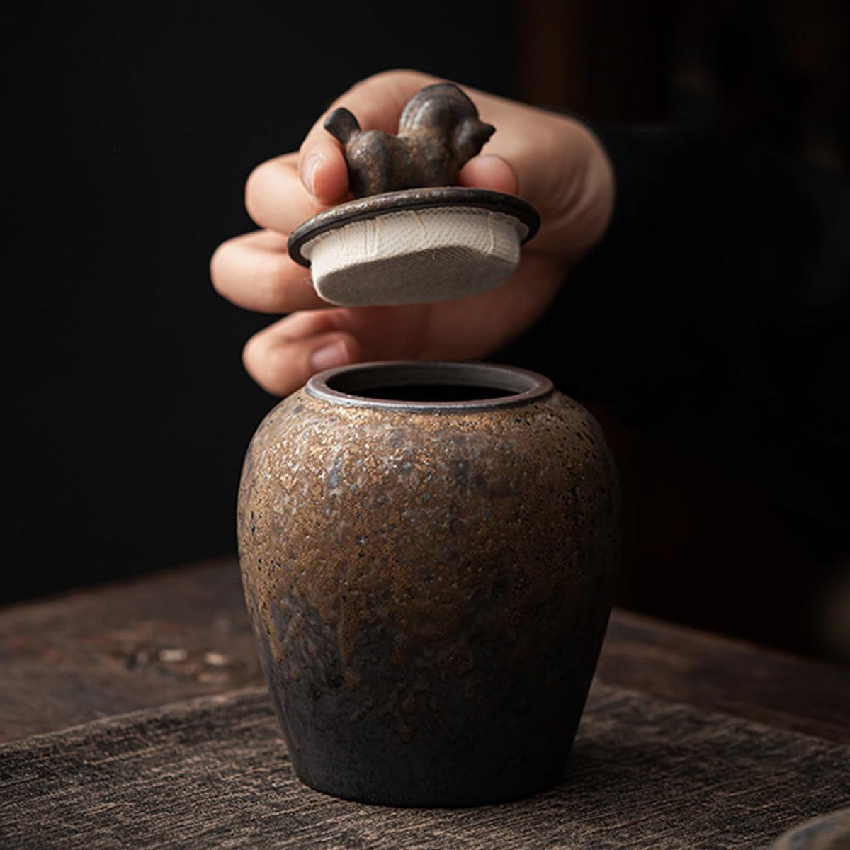 Ipetboom Tarro Estable, Diseño Elegante para Almacenar Té de Cerámica Cierre Hermético, Recipiente para Té para Uso Doméstico