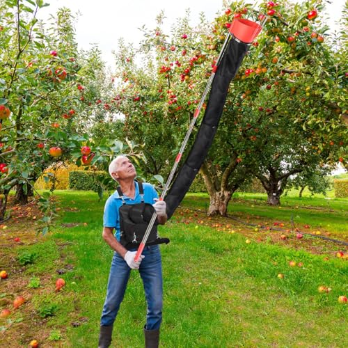 13FT Fruit Picker Pole, Adjustable Fruits Picker Tool with Harvest Bag, Stainless Steel Telescoping Fruit Picker Extension Pole for Apple Mango Pear Orange Avocados Tree Picking