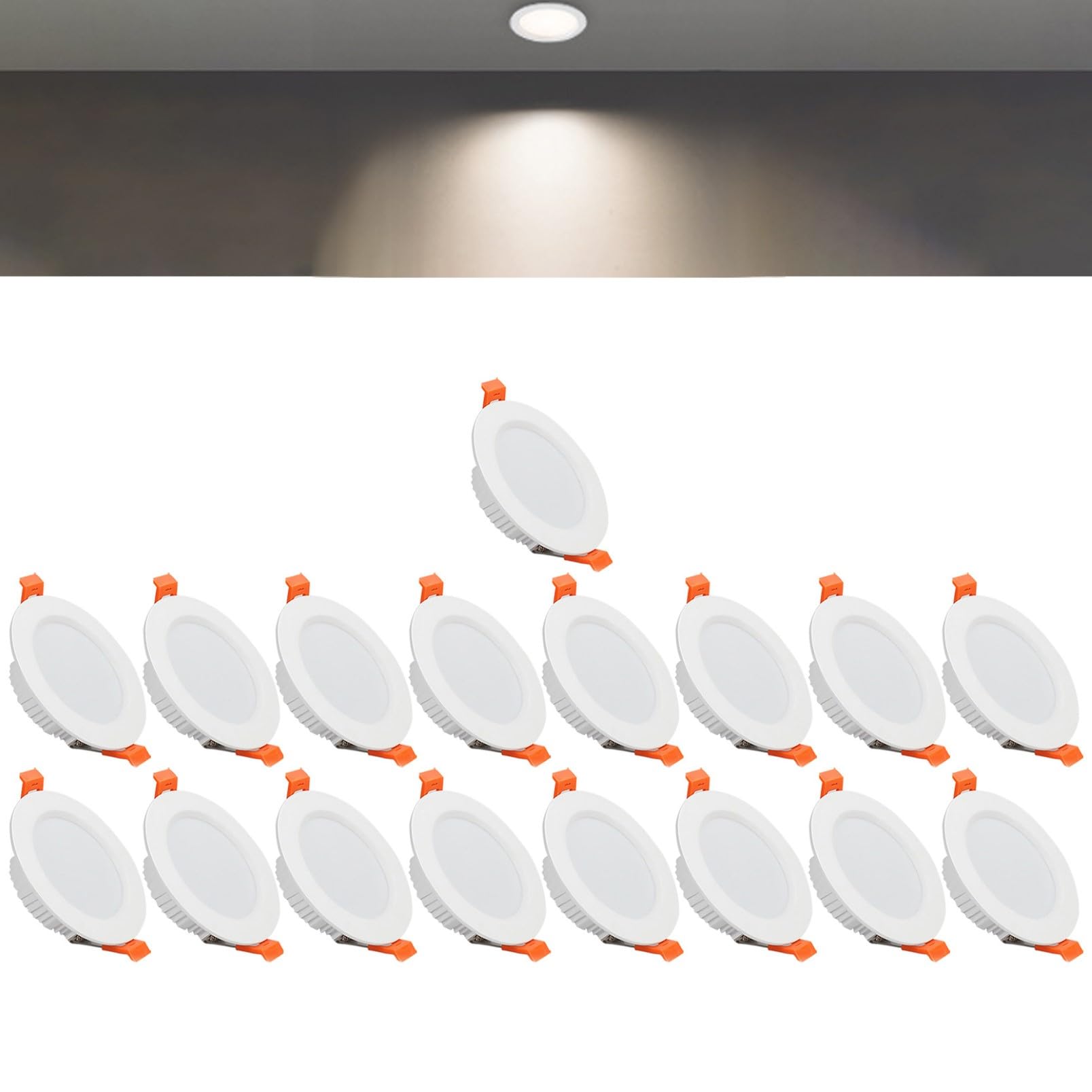 TTiiLoe 12W Round LED Recessed Ceiling Spotlights, 4000K Neutral White Ultra Slim Panel Ceiling Light, Cut Φ110-130mm, AC110-240V Downlights for Hallway Stairwell Showroom, 17 Pack