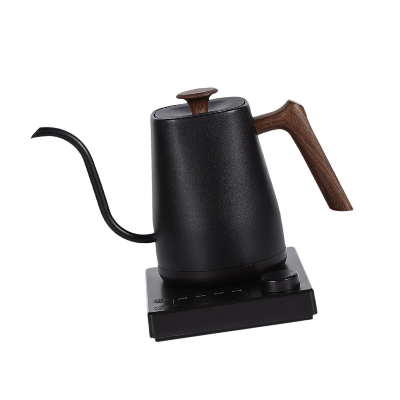 Hervidor Eléctrico, Tetera, Cafetera, Fabricado en Acero Inoxidable 304 con Mango Antideslizante W de Potencia para Bebidas Calientes en Cualqu, Veta de Madera Negra, Individual