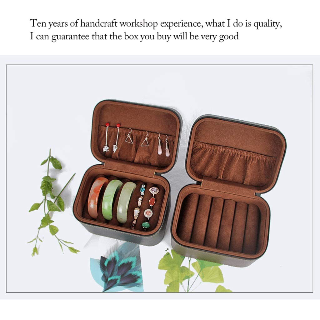 Schmuckschatulle, tragbare Schmuckschatulle, 5 Fächer, Schmuckschatulle für Damenarmbänder, Schmuckschatulle mit Reißverschlussdeckel, Reise-Schmuck-Organizer für Jadearmbänder, Schmuckschatulle