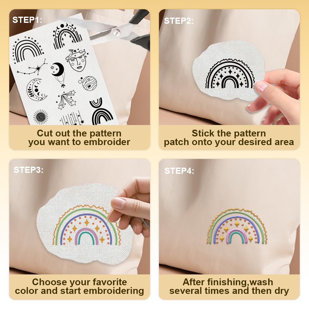 Lot De 43 Motifs De Broderie Stabilisateurs DOODLREAM - Fleurs Et Feuilles, Papier Soluble à L'eau