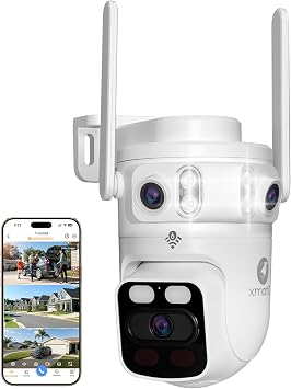 xmartO 6MP Tri-Lens 360 Pan Tilt WiFi Security Camera, AI Auto Tracking