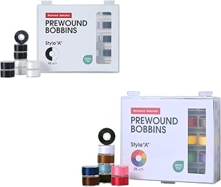 Poolin Prewound Bobbin Set – 50PCS Size A Embroidery Bobbins (White, Black & Colors), 60WT Polyester Bobbin Thread, Plastic Sided for Single Needle Embroidery Machines