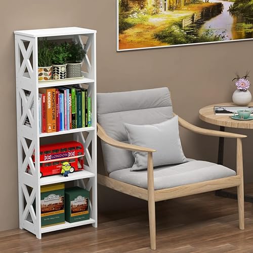 Miniatura 6 de Rerii Estantería pequeña de 5 niveles para espacios pequeños, estantería delgada para habitación de niños, dormitorio, sala de estar, oficina, color