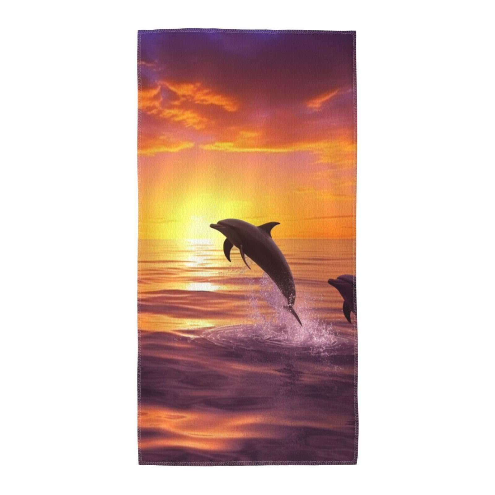 FekiLoot Absorbent Hand Towels 12"X24" Decorative Bathroom Towel Soft Microfiber Face Towel Sunset Dolphins Dish Kitchen Towels for Bathroom Kitchen Hotel Spa Bath Towels