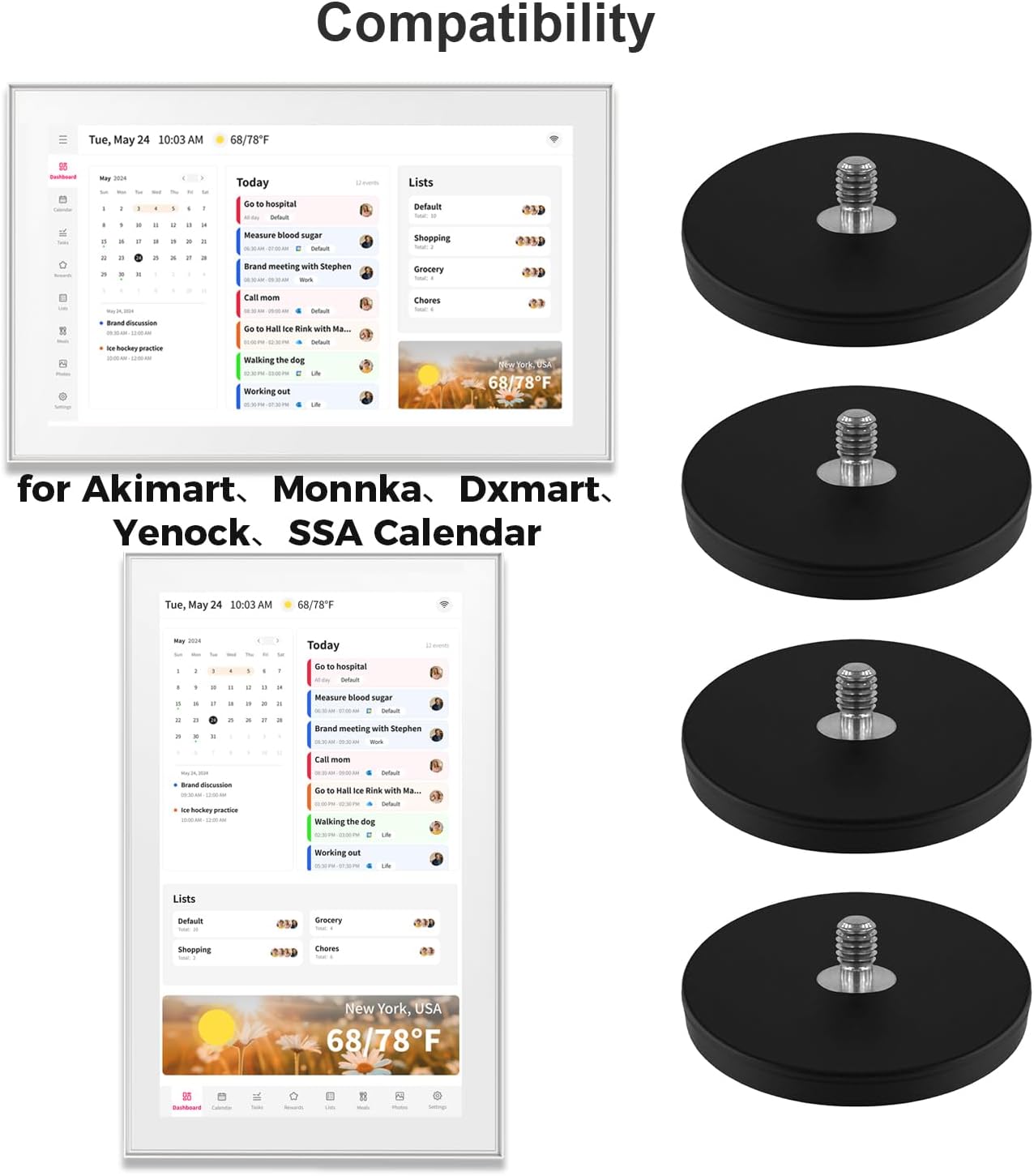 Magnetic Mount for Magnetic Mount Compatible with Dxmart, Akimart, Moonka, SSA Digital Calendar, Digital Calendar Accessory