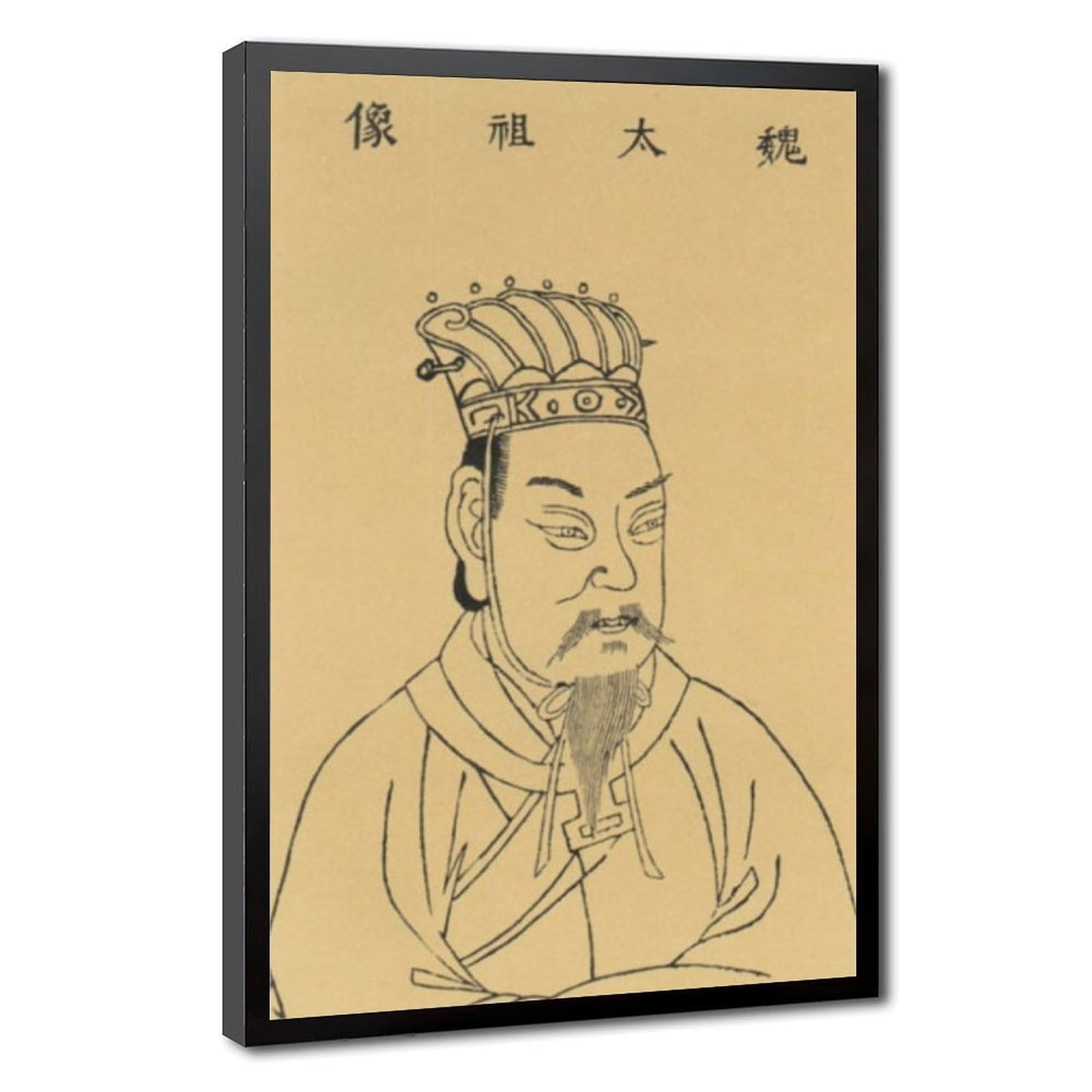 WCYB Cao Cao Portrait Posters Prints Canvas Deco Paintings Wall Art Hangable Frame 24" L X 36" W