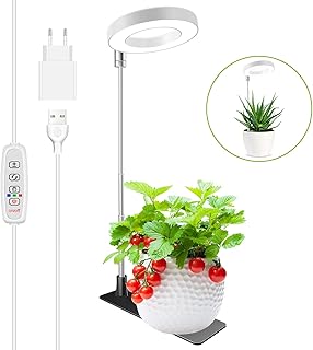 Kullsinss Pflanzenlampe LED Vollspektrum, 48 LEDs Pflanzenlicht, Höhenverstellbares Kleine Pflanzenlampe mit Abnehmbare Basis, Auto Timer, 10 Helligkeit, 3 Lichtmodi, Ideal Grow Light für Pflanzen