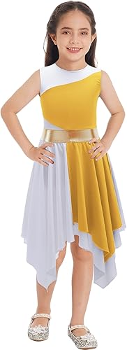 CHICTRY Vestido de baile lírico sin mangas para niñas disfraz de adoración litúrgica ropa de baile contemporánea