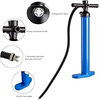 Vista 4 de RIVALLYCOOL Bomba de mano de SUP, bomba de mano de alta presión para tabla de SUP inflable, bomba de doble acción máximo 29 psi para tabla de remo