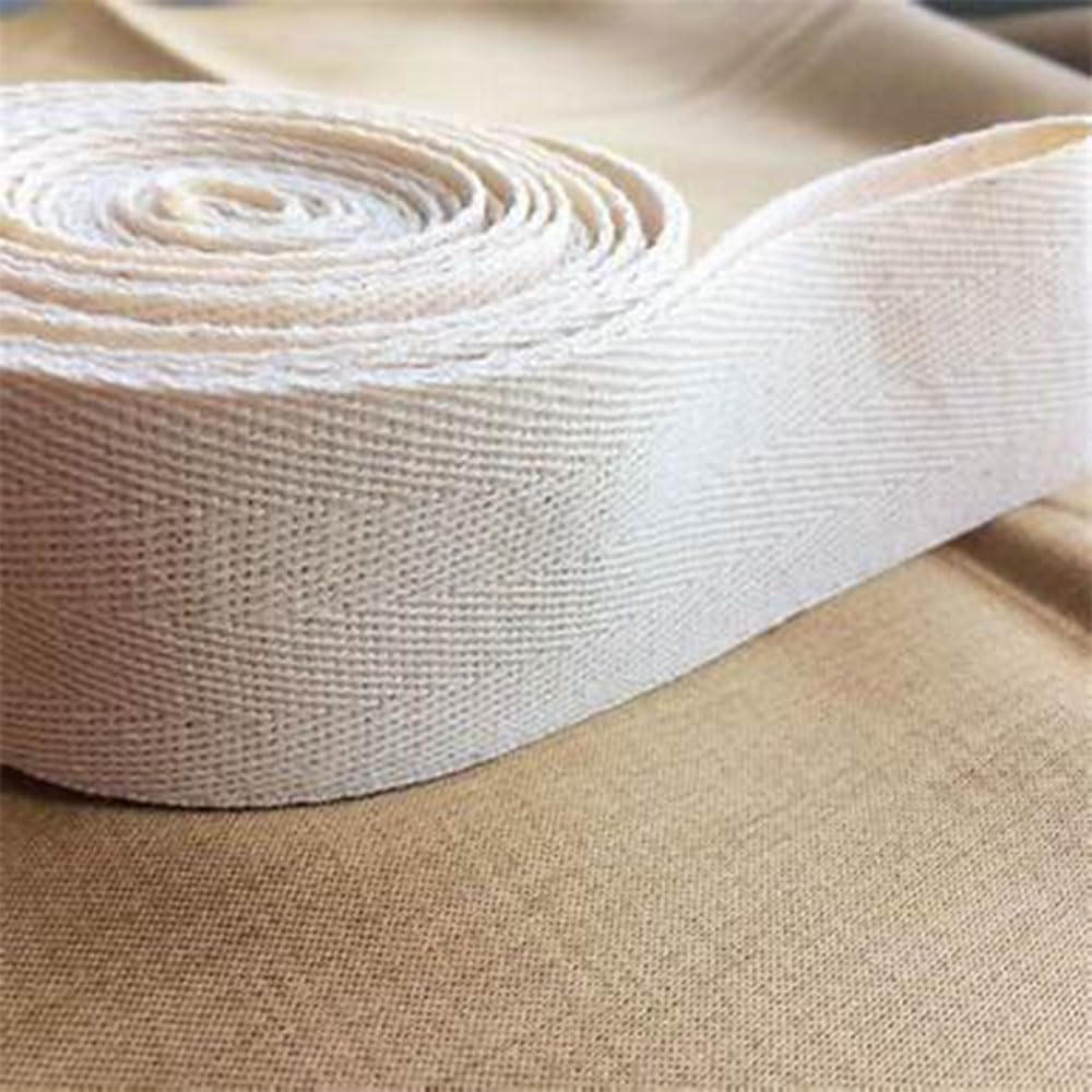 CANVASS® Cotton Twill Tape Ribbon Soft Natural Twill Tape Herringbone Dyeable Webbing Tape Sewing Twill Ribbon for DIY Craft Making & Chair Charpai and Bag Making (Beige, 1 Inch)-image-14