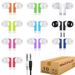 Kids Earbuds Bulk 10 Pack for School Classroom Children Student Boys Girls Toddler Teen and Adult HTC101 Mixed
