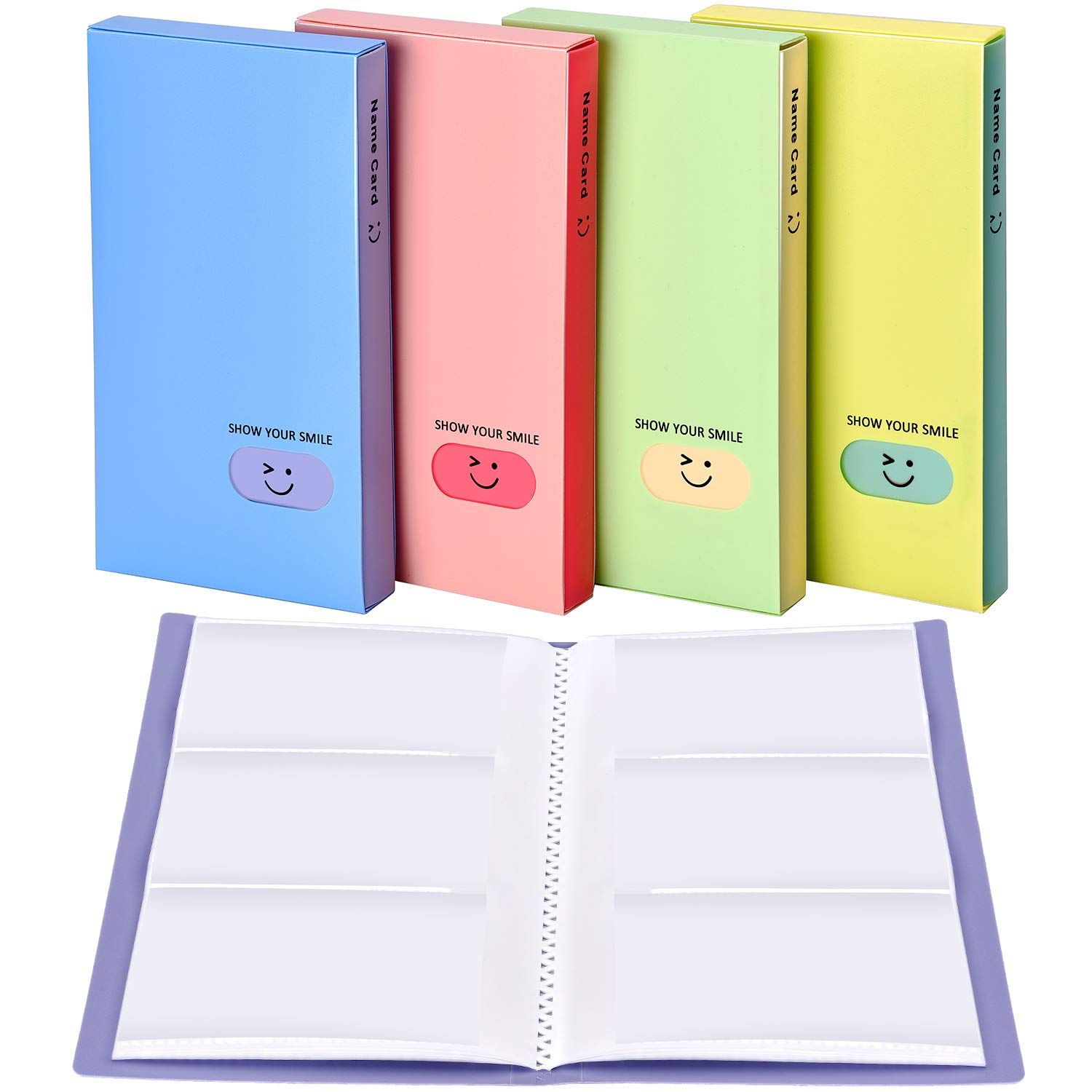 4 Pieces Business Card Book Holders Photo Album Photocard Book Cards Storage Name ID Card Holder Rack for Home Office Supplies