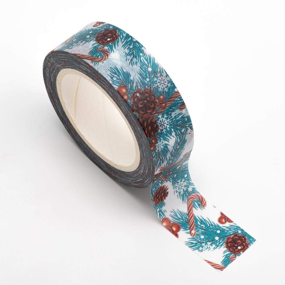 Italian Options Christmas Pine Cones And Berries Craft Adhesive Washi Tape (15Mm X 10 Metre)