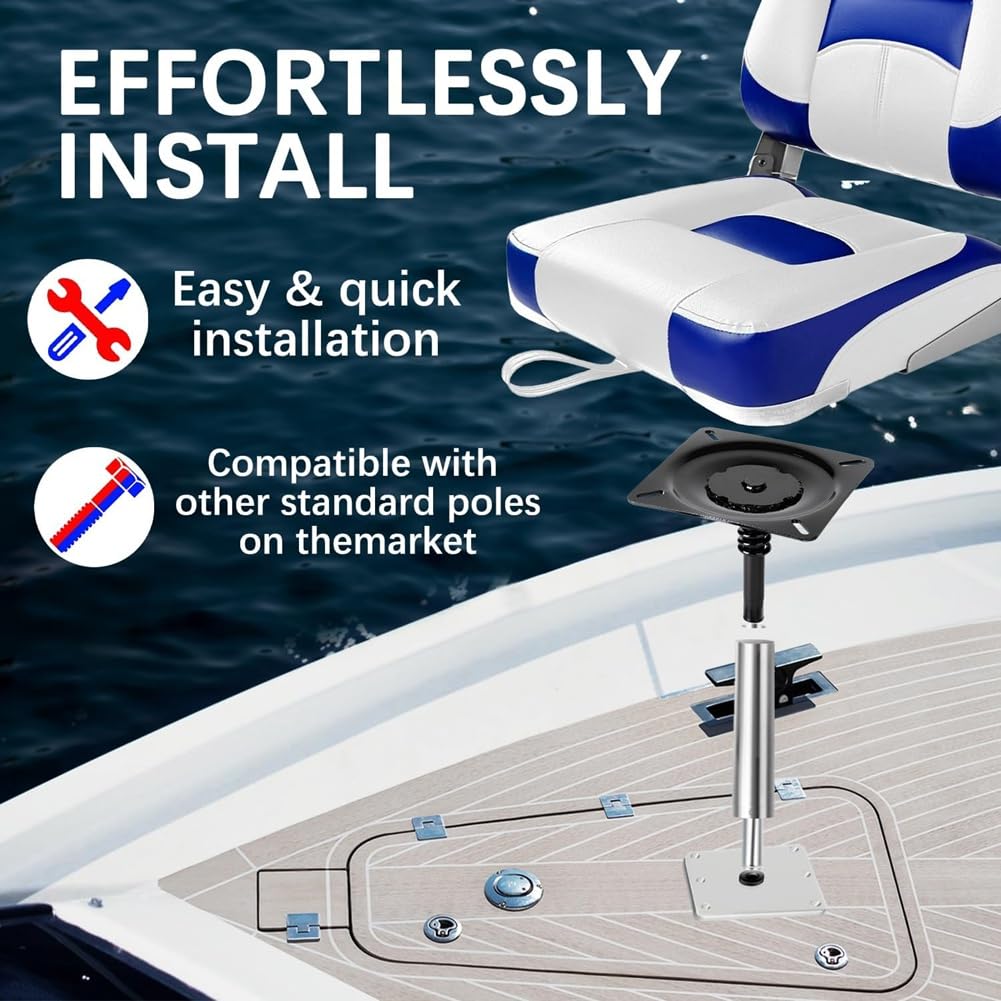 Tassteen Boat Seat Pin Mount Plated, Boat Seat Pedestal Boat Seat Base Mounting Plate for 3/4inch Boat Seat Pedestal Post